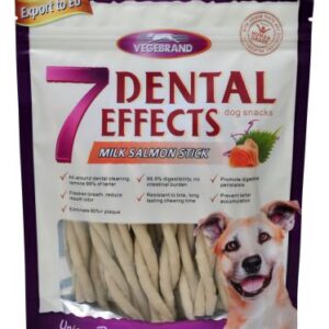 VegeBrand - 7重高效 扭扭棒 牛奶三文魚潔齒棒 160g (紫袋)